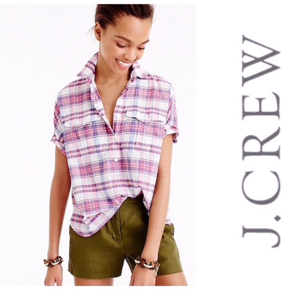 J. Crew Plaid Vintage Popover Button Down Shirt